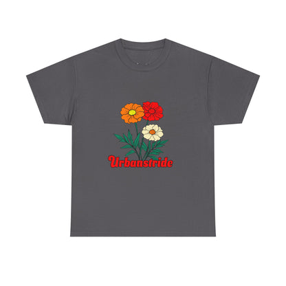 T-shirt con rappresentazione di fiori e scritta "Urbanstride"