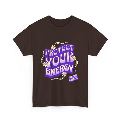T-shirt con scritta "Protect your energy"