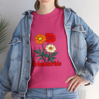 T-shirt con rappresentazione di fiori e scritta "Urbanstride"
