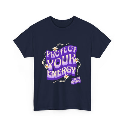 T-shirt con scritta "Protect your energy"