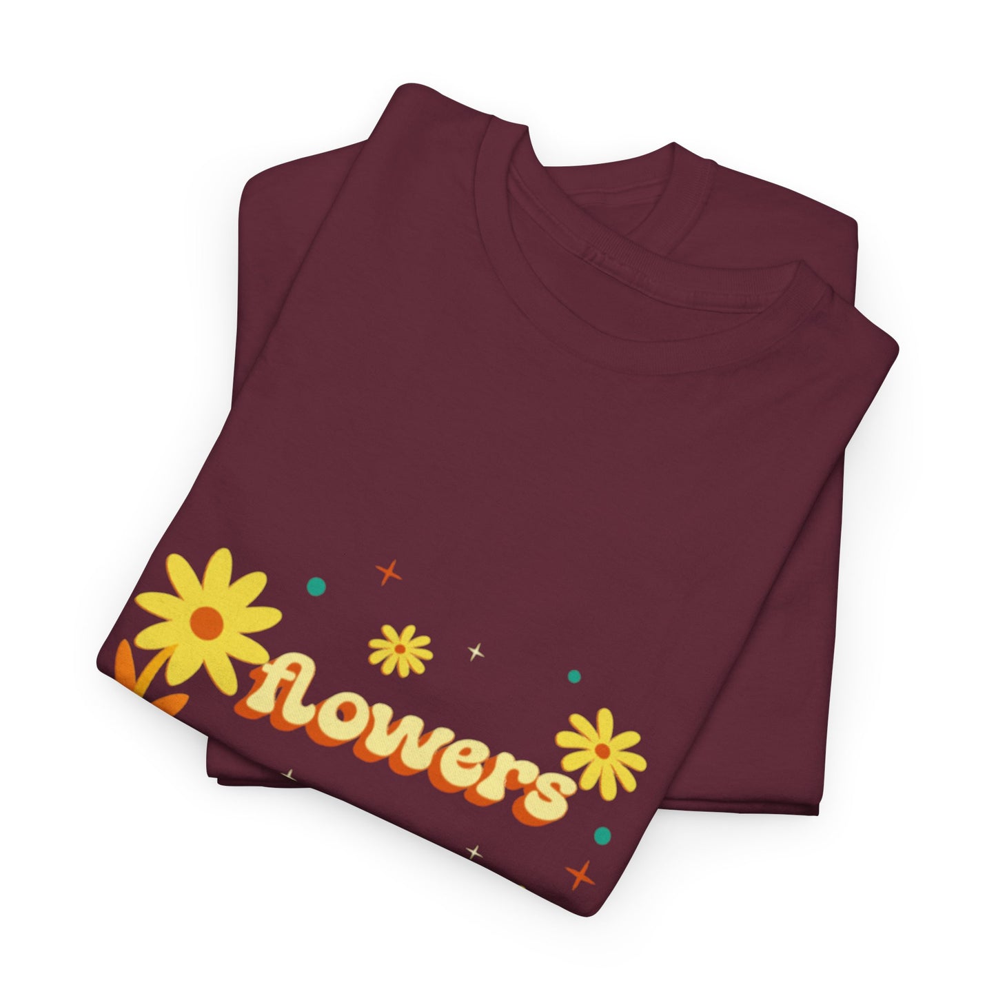 T-shirt con scritta "Flowers vibes"