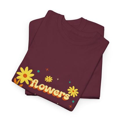 T-shirt con scritta "Flowers vibes"
