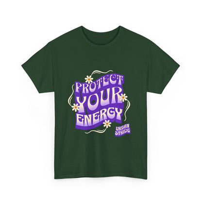 T-shirt con scritta "Protect your energy"