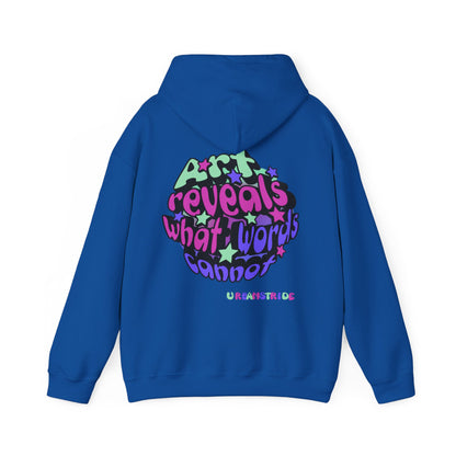 Felpa con scritta "Art reveals what words cannot"