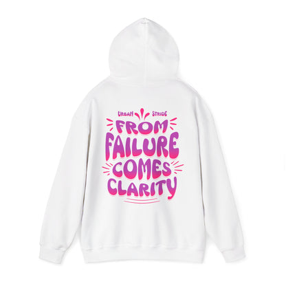 Felpa con scritta "From failure comes clarity"