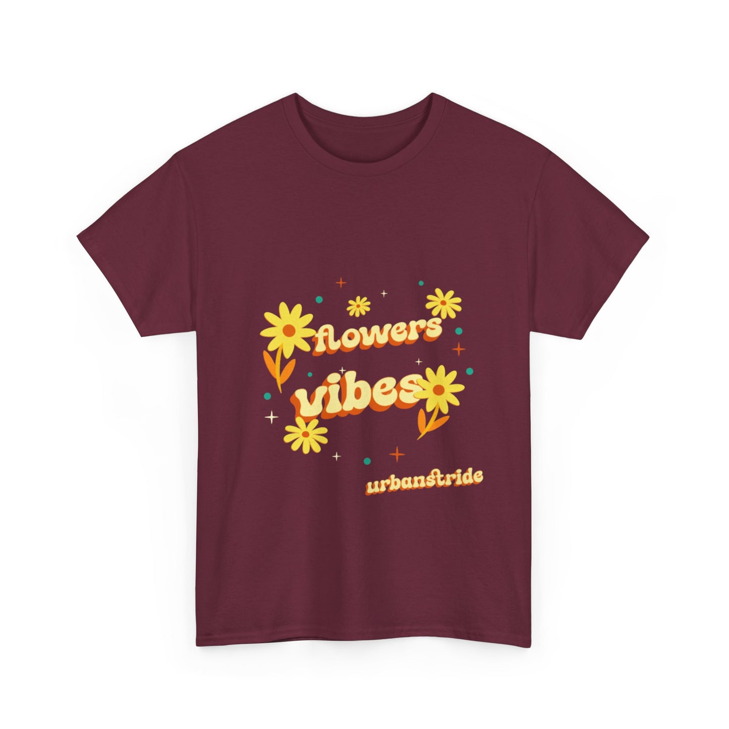 T-shirt con scritta "Flowers vibes"