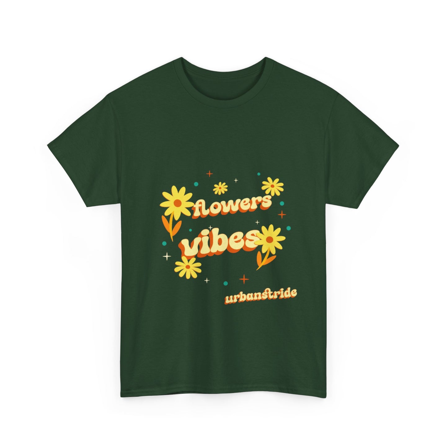 T-shirt con scritta "Flowers vibes"