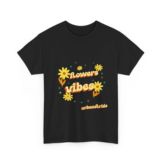 T-shirt con scritta "Flowers vibes"