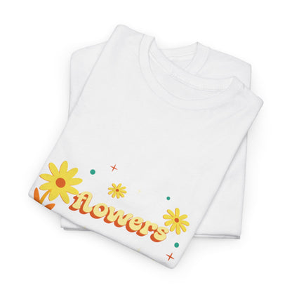 T-shirt con scritta "Flowers vibes"