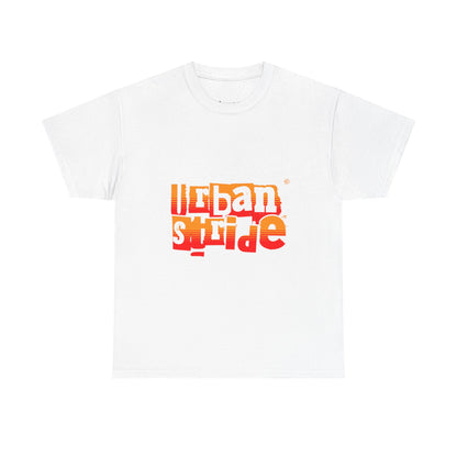 T-shirt con scritta "Urban Stride" sfumata arancio-rosso