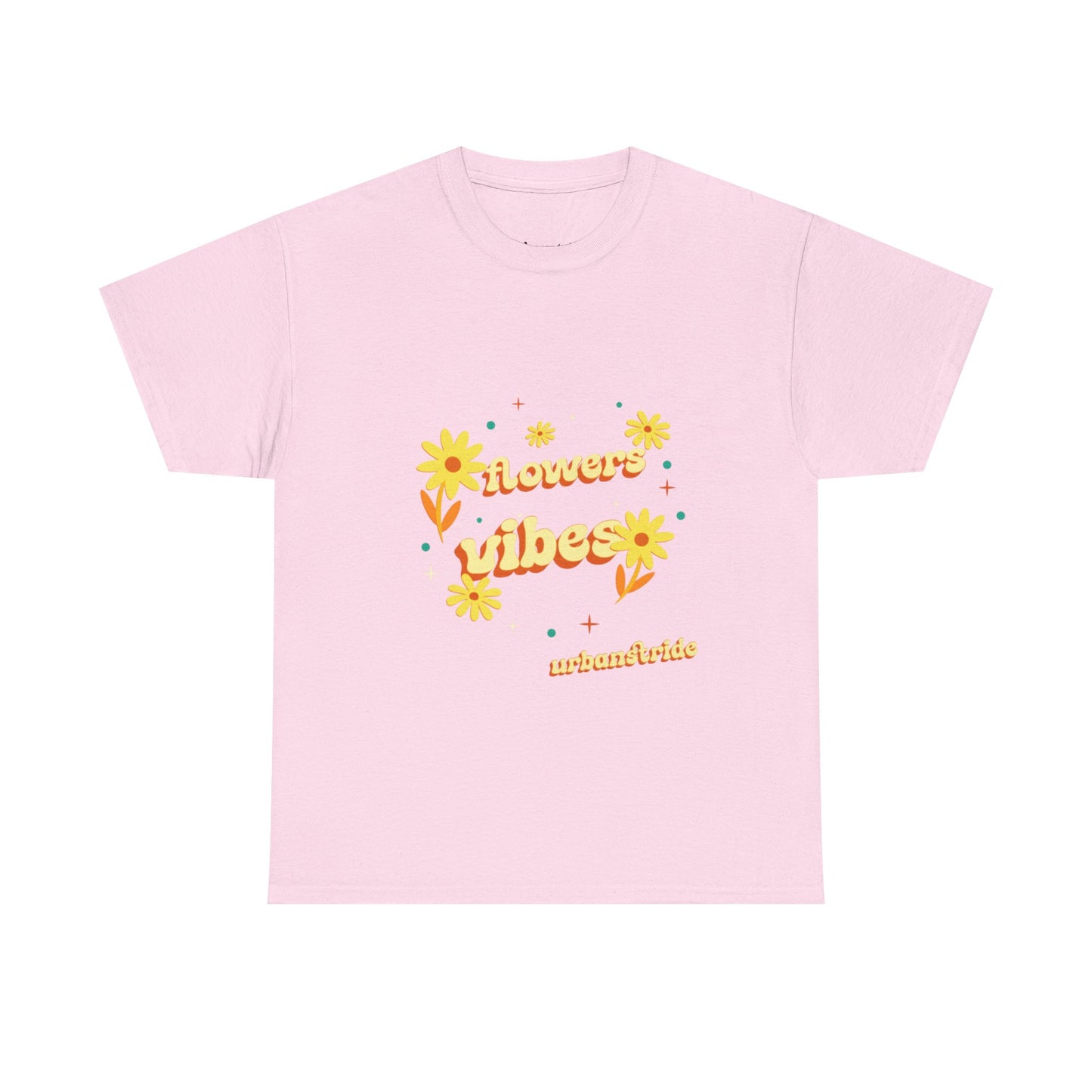 T-shirt con scritta "Flowers vibes"
