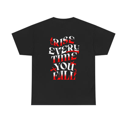 T-shirt con scritta "Rise every time you fall"