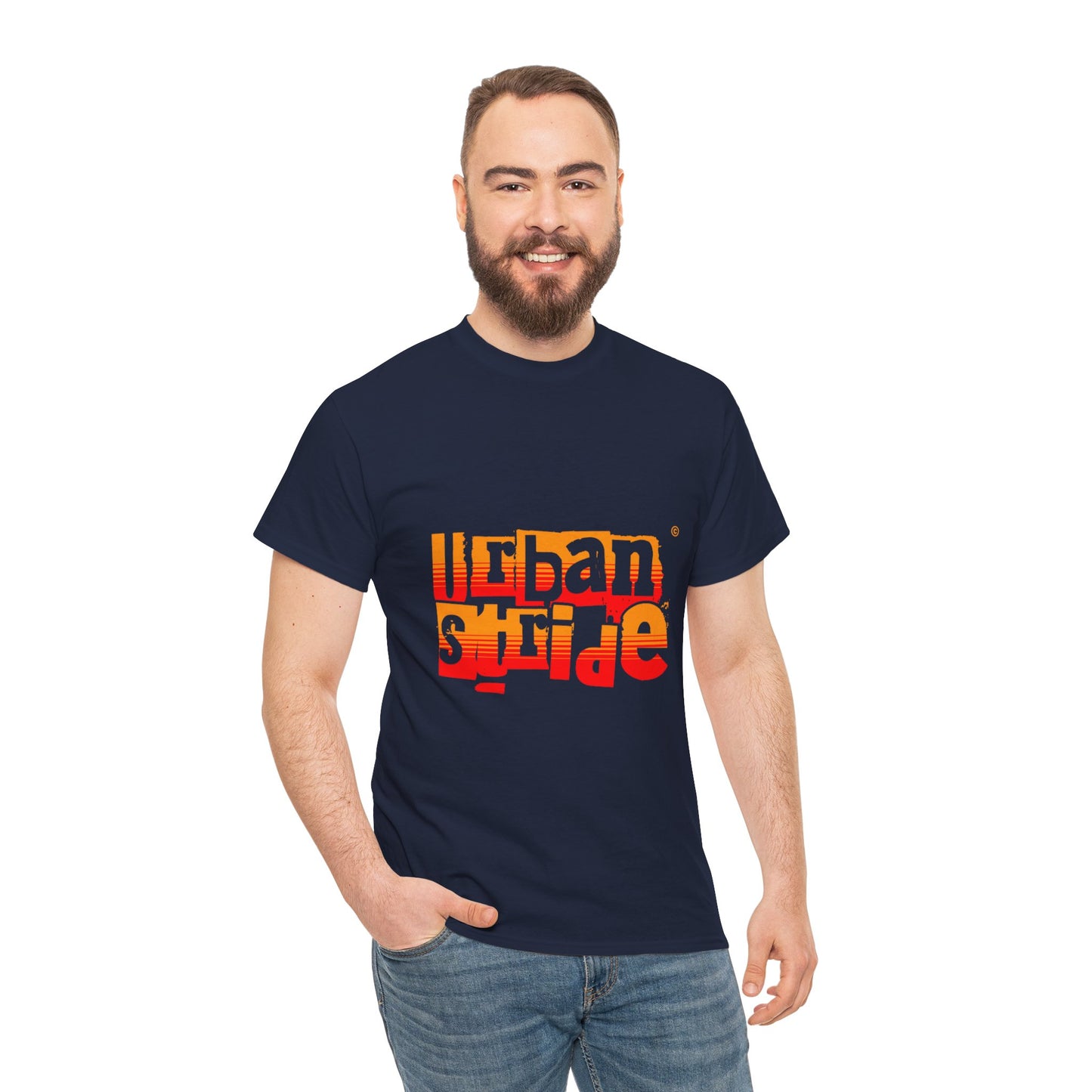 T-shirt con scritta "Urban Stride" sfumata arancio-rosso