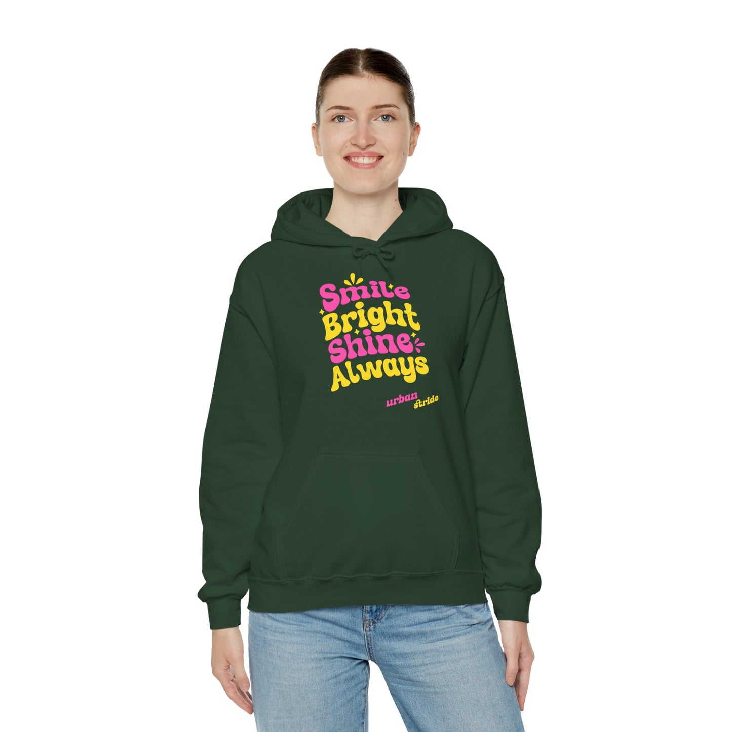Felpa con scritta "Smile bright shine always"