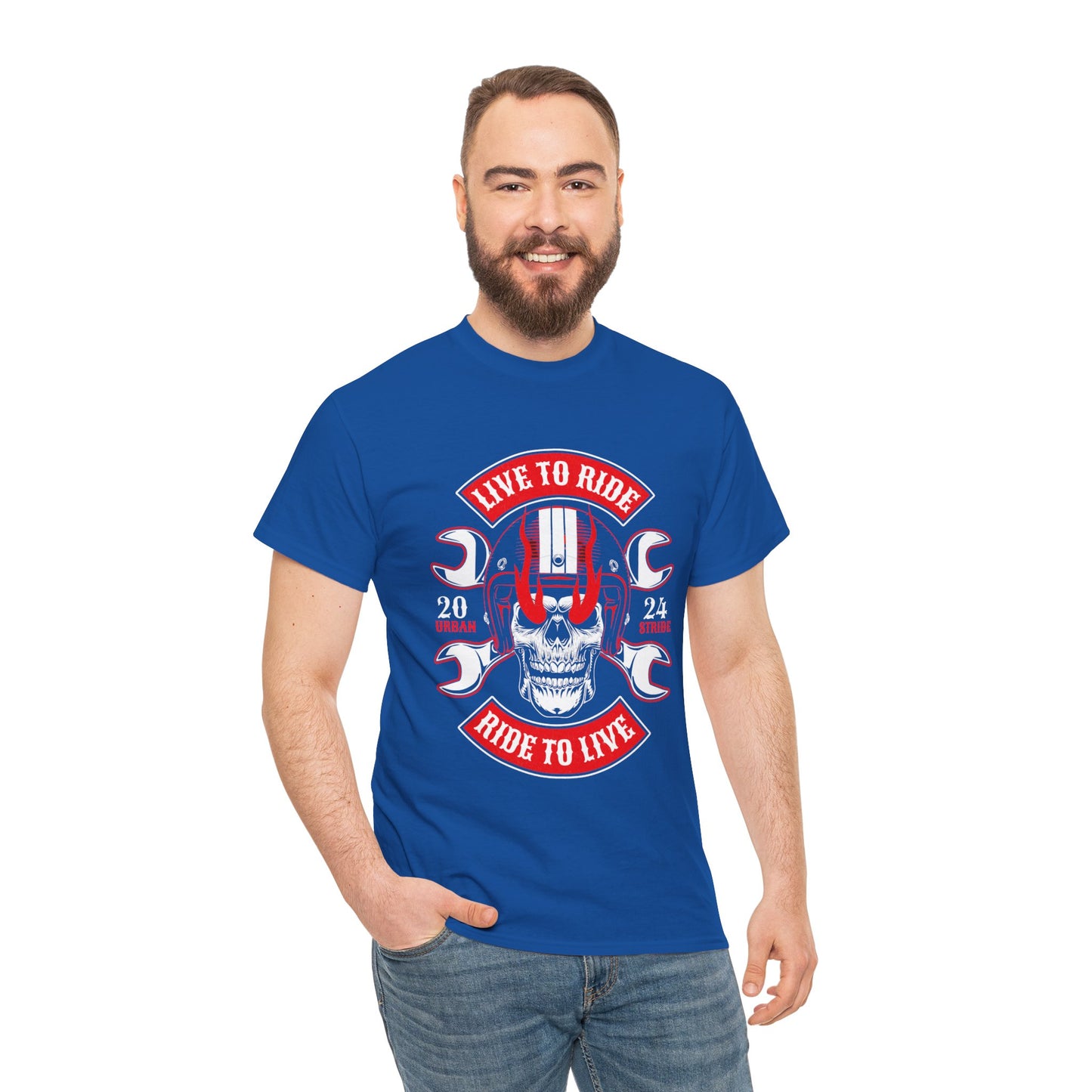 T-shirt con scritta "Live to ride ; Ride to live"