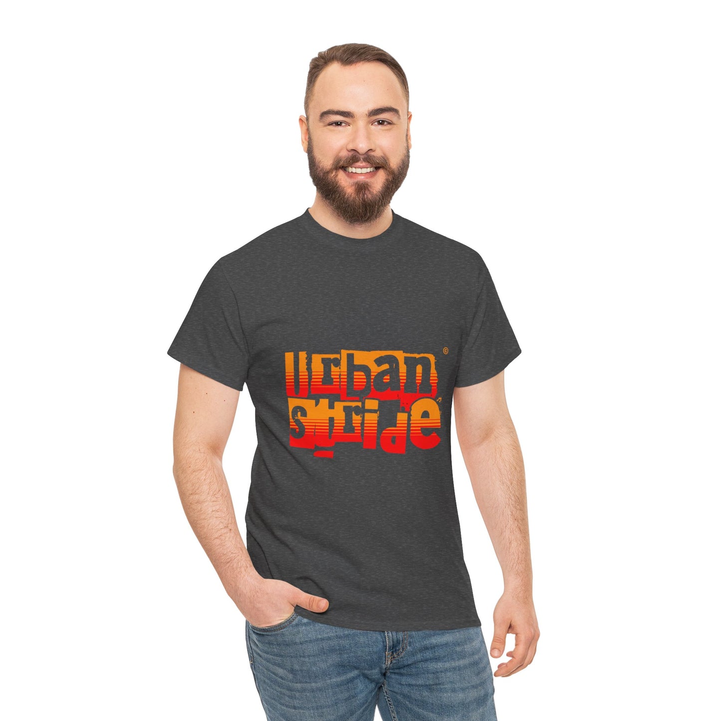 T-shirt con scritta "Urban Stride" sfumata arancio-rosso