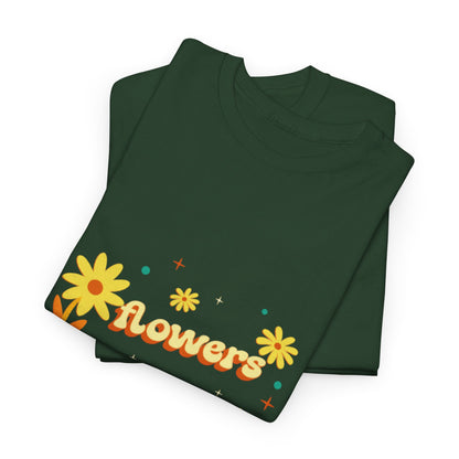T-shirt con scritta "Flowers vibes"