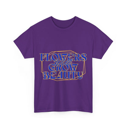 T-shirt con scritta "Flowers will growth beauty"