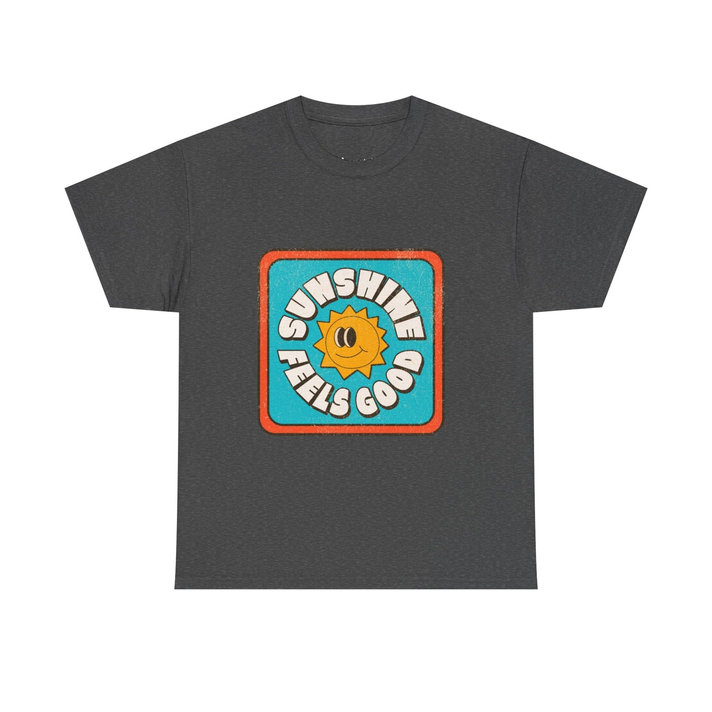 T-shirt con scritta "Sunshine feel good"
