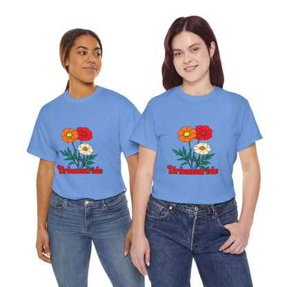 T-shirt con rappresentazione di fiori e scritta "Urbanstride"