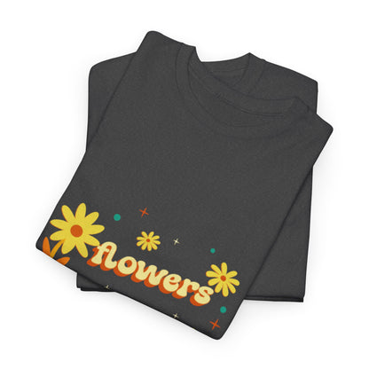 T-shirt con scritta "Flowers vibes"