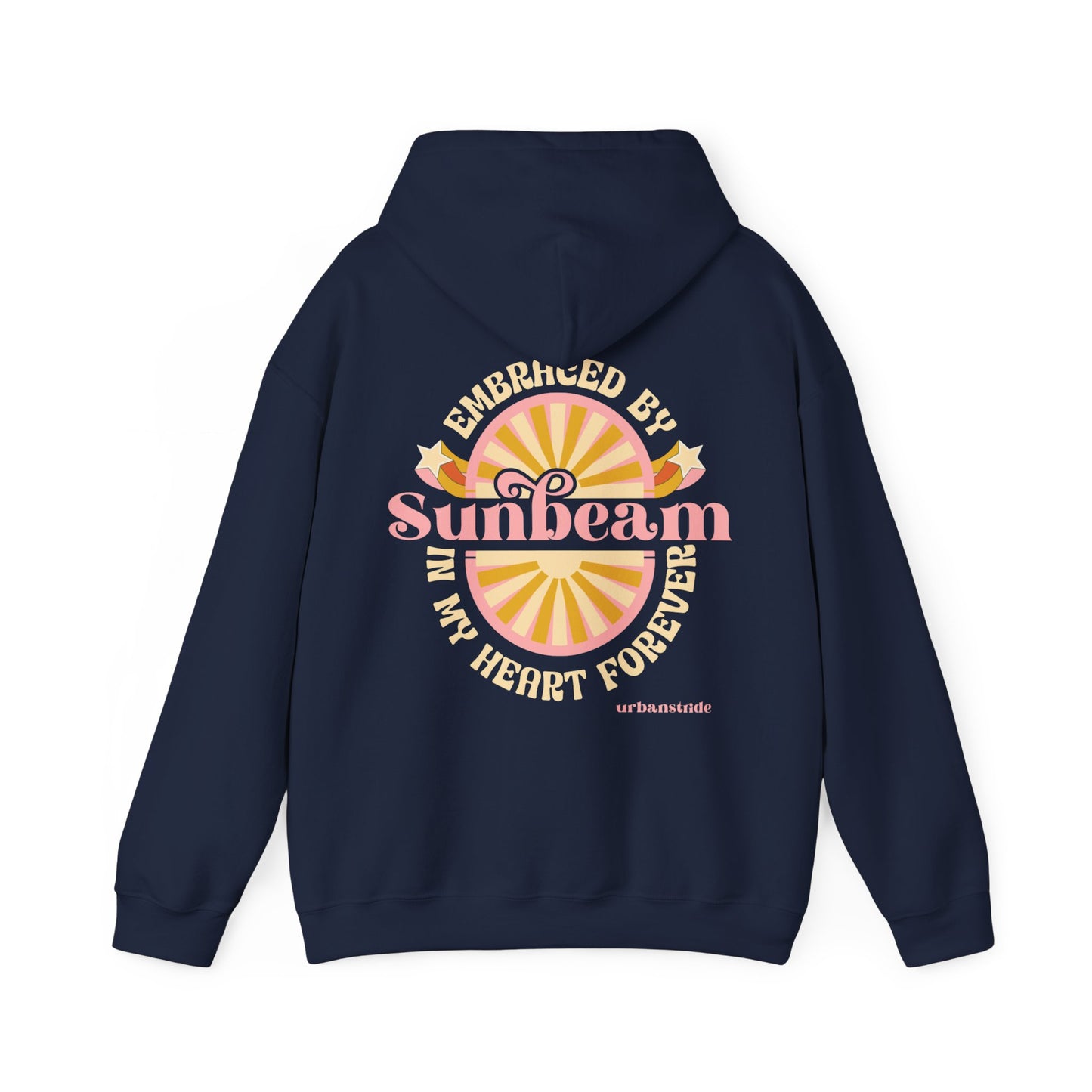 Felpa con scritta "Sunbeam embraced by in my heart forever"