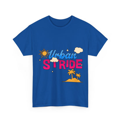 T-shirt con scritta "Urbanstride"al mare