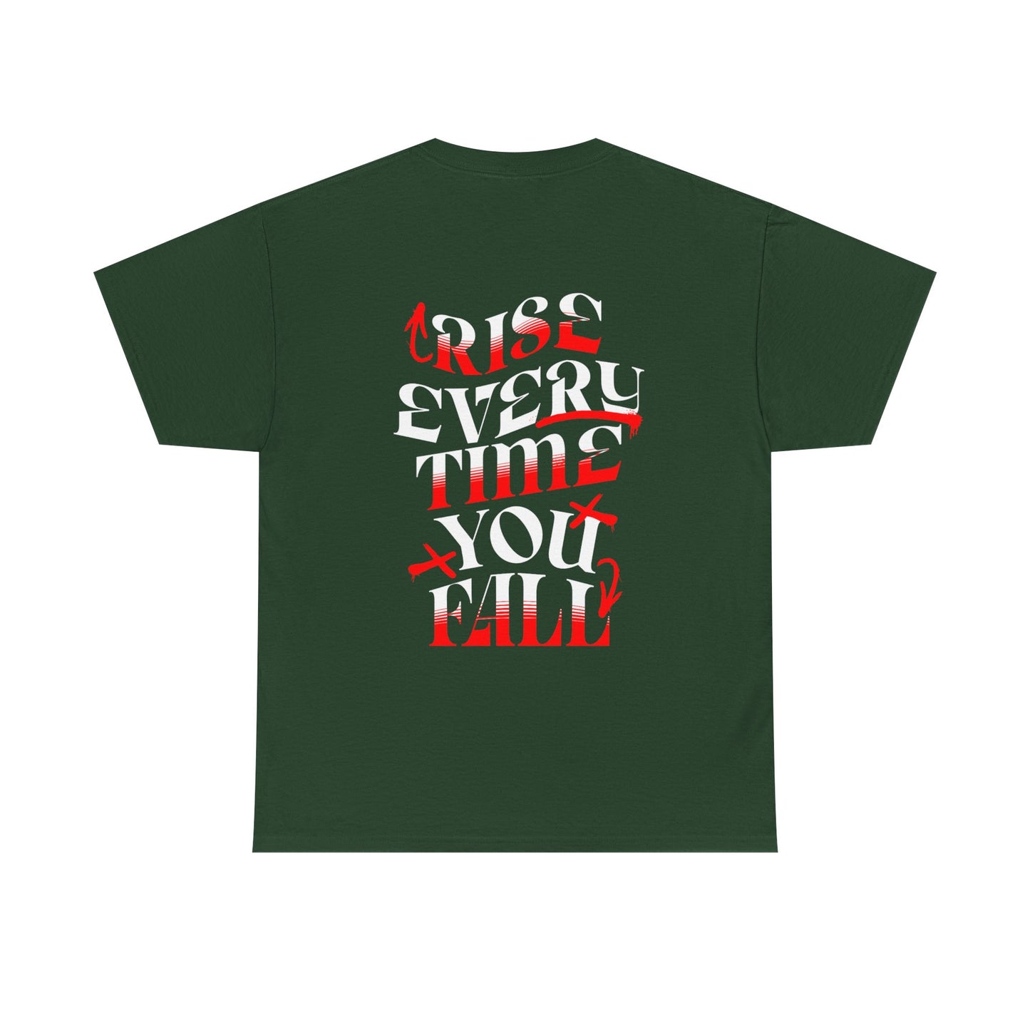 T-shirt con scritta "Rise every time you fall"