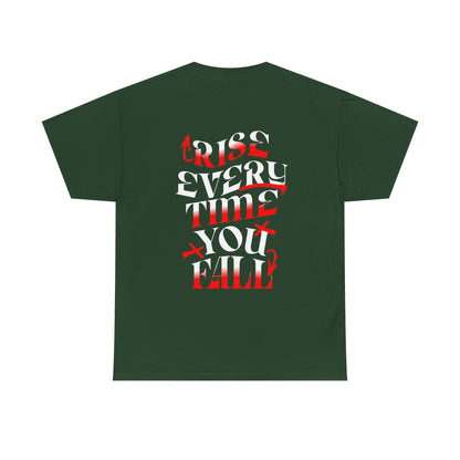 T-shirt con scritta "Rise every time you fall"
