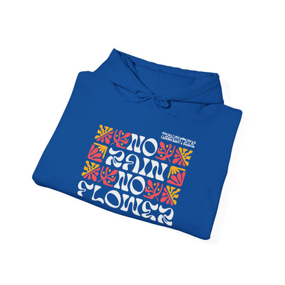 Felpa con scritta "No rain no flower"