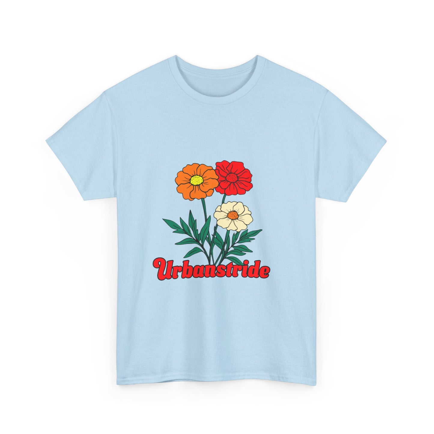 T-shirt con rappresentazione di fiori e scritta "Urbanstride"