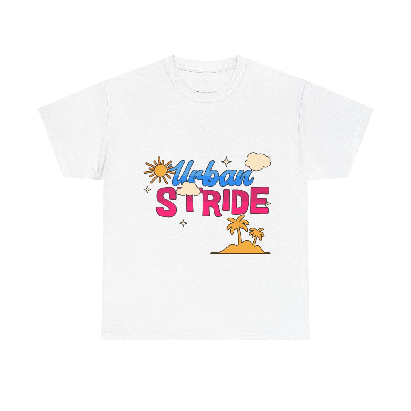 T-shirt con scritta "Urbanstride"al mare
