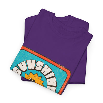 T-shirt con scritta "Sunshine feel good"
