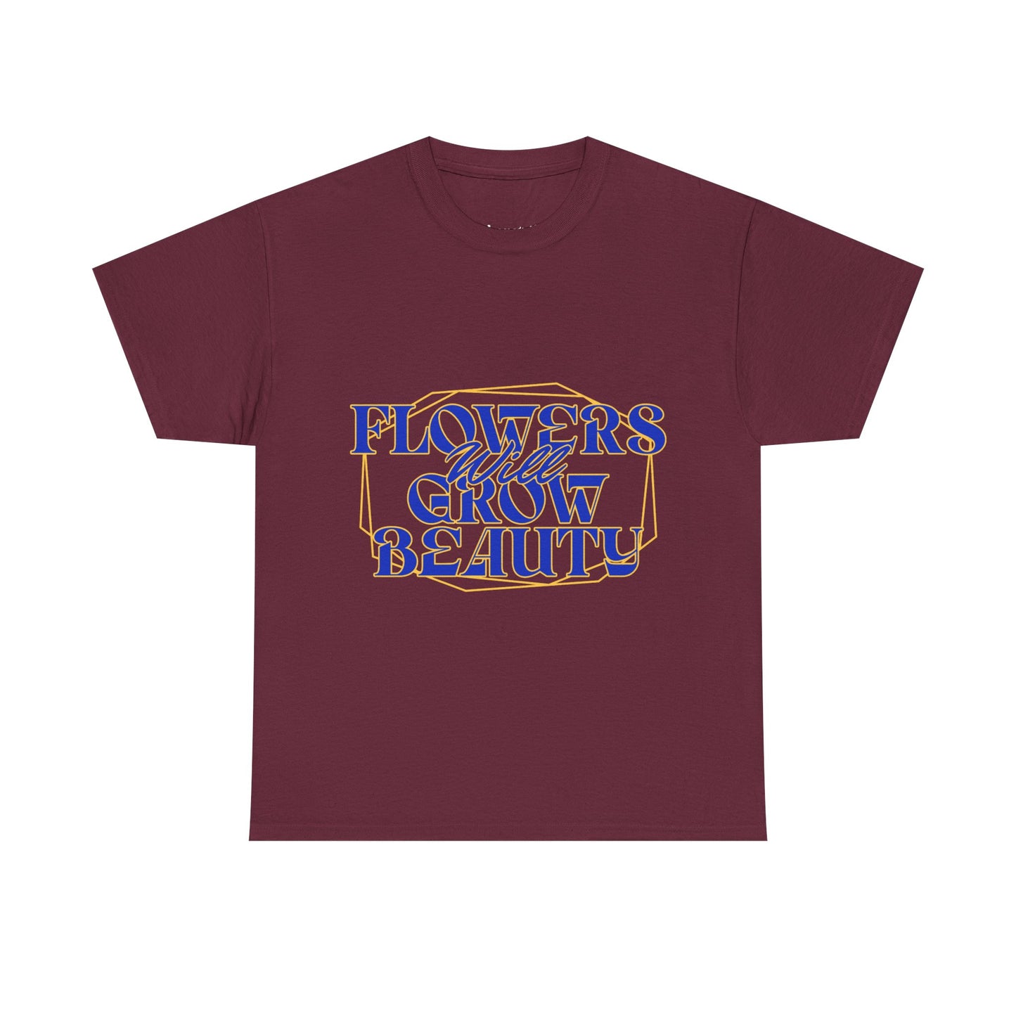 T-shirt con scritta "Flowers will growth beauty"