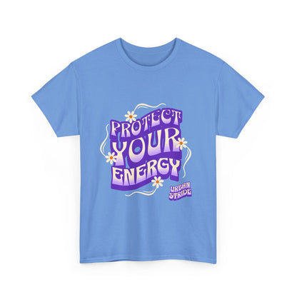 T-shirt con scritta "Protect your energy"
