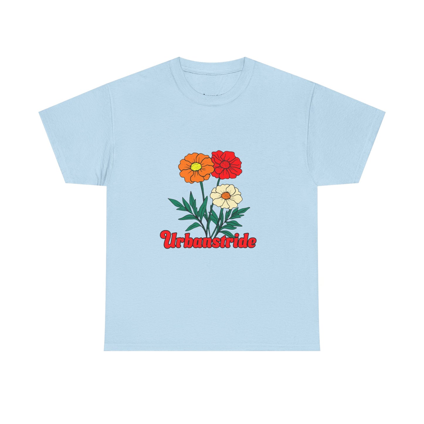 T-shirt con rappresentazione di fiori e scritta "Urbanstride"