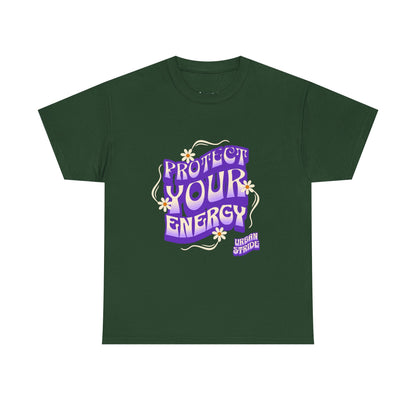 T-shirt con scritta "Protect your energy"