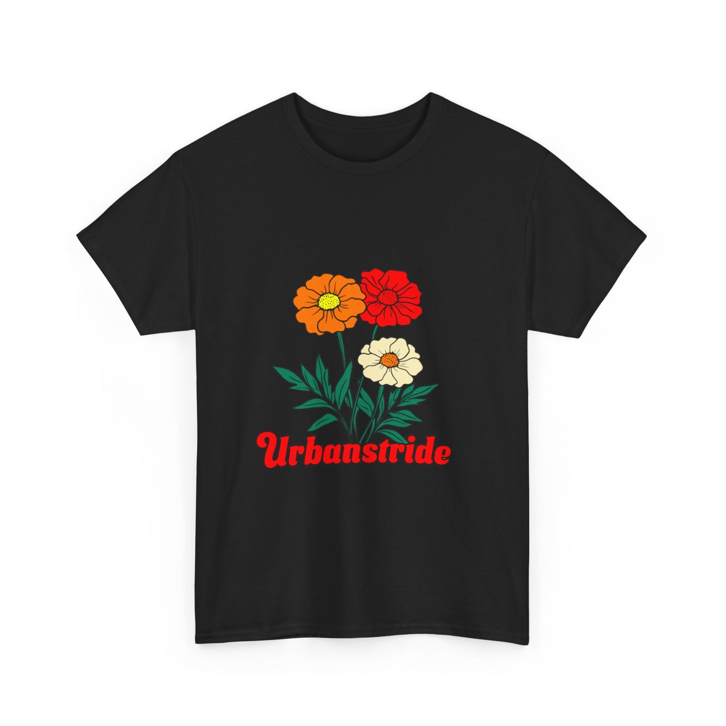 T-shirt con rappresentazione di fiori e scritta "Urbanstride"