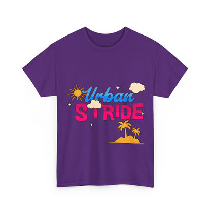 T-shirt con scritta "Urbanstride"al mare