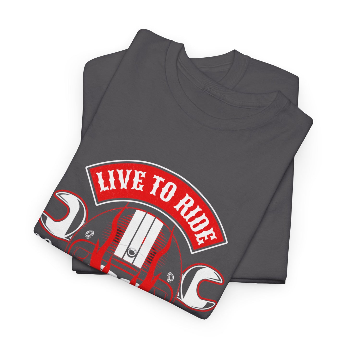 T-shirt con scritta "Live to ride ; Ride to live"