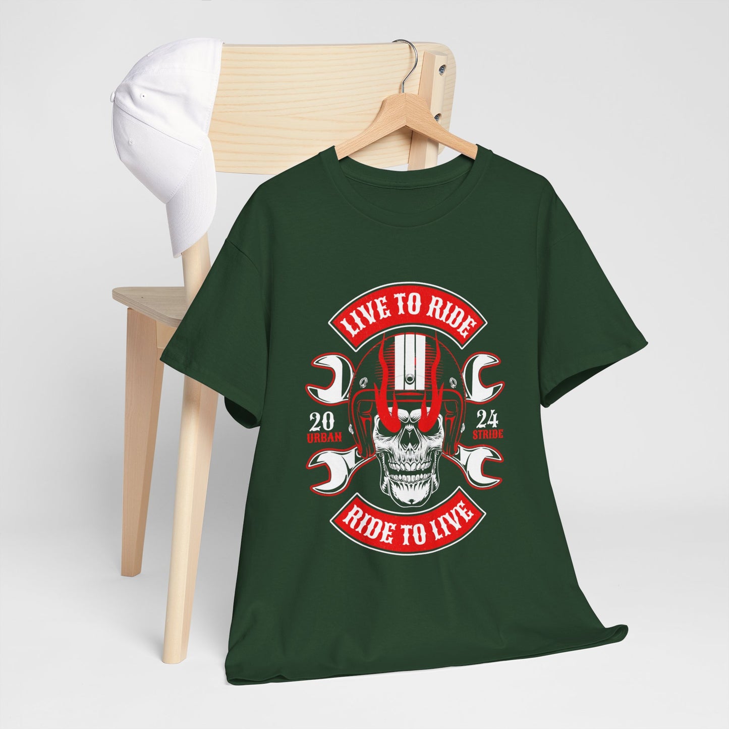 T-shirt con scritta "Live to ride ; Ride to live"