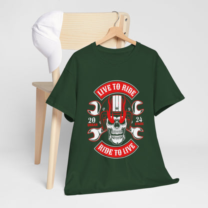 T-shirt con scritta "Live to ride ; Ride to live"