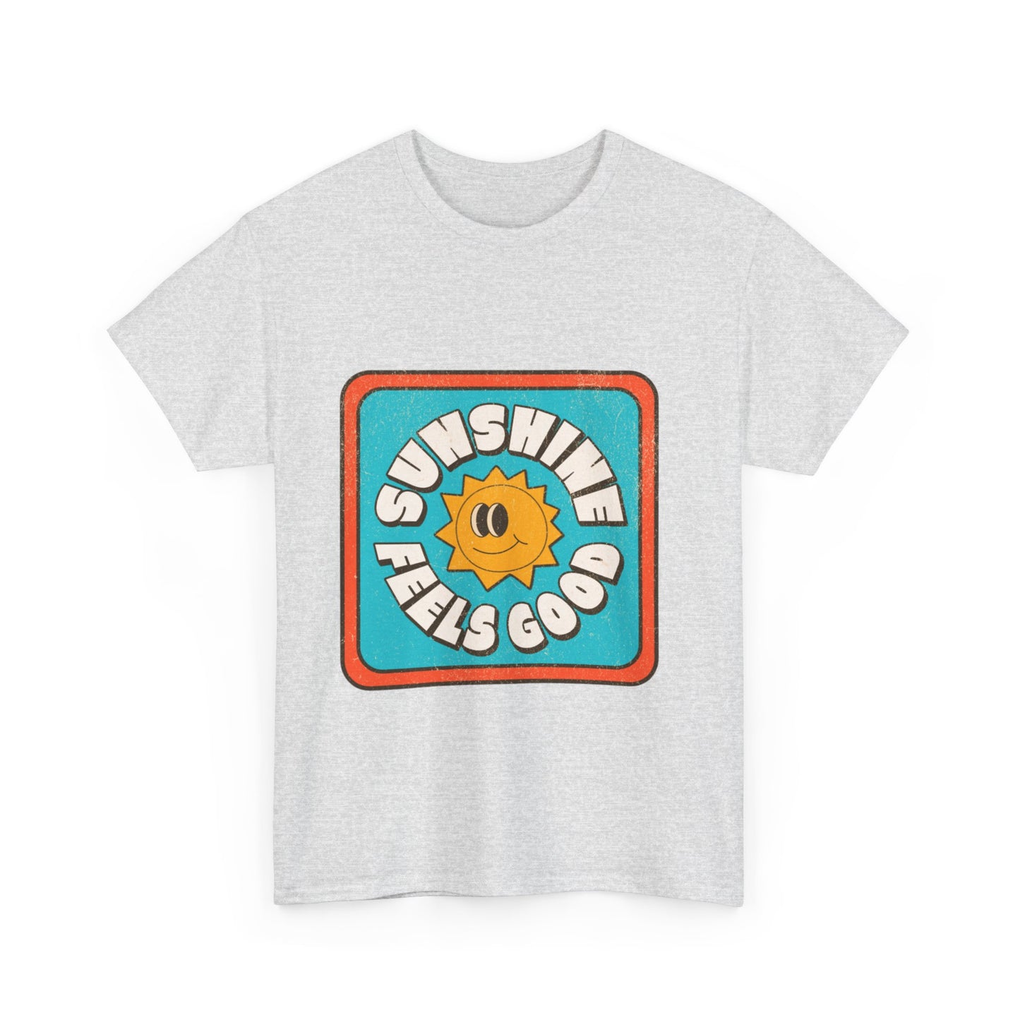 T-shirt con scritta "Sunshine feel good"