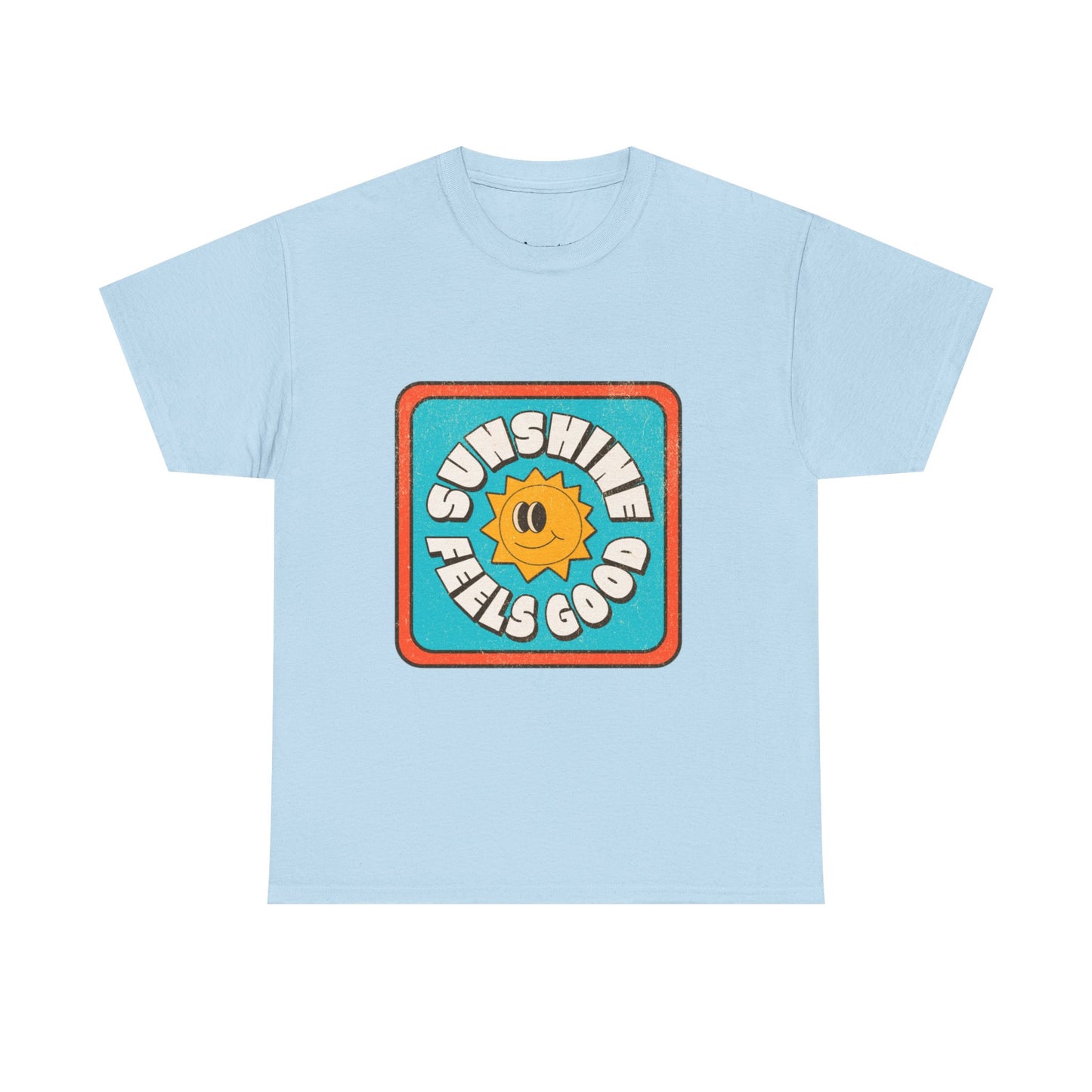 T-shirt con scritta "Sunshine feel good"