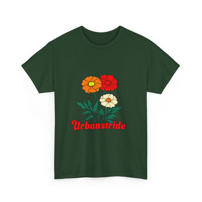 T-shirt con rappresentazione di fiori e scritta "Urbanstride"