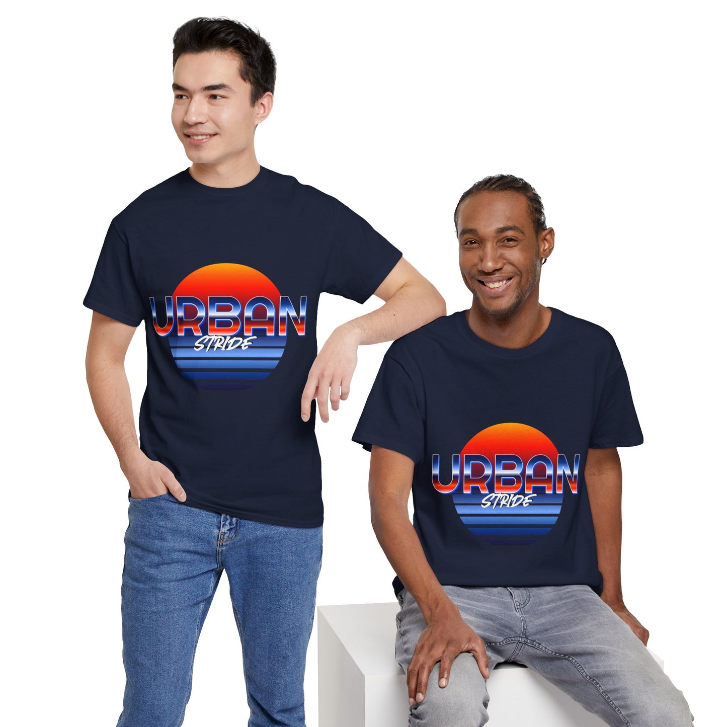 T-shirt con scritta "urbanstride" soleggiata