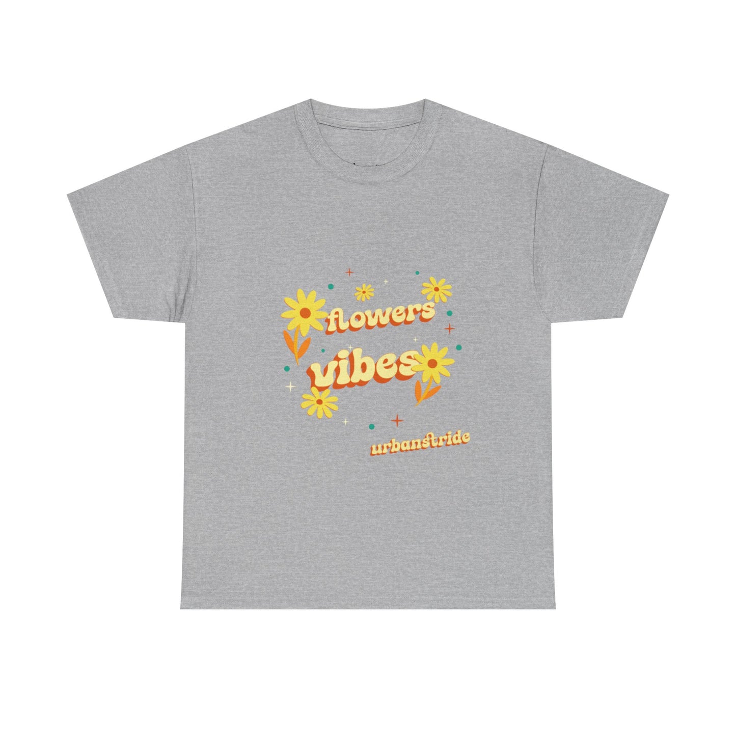 T-shirt con scritta "Flowers vibes"