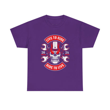 T-shirt con scritta "Live to ride ; Ride to live"