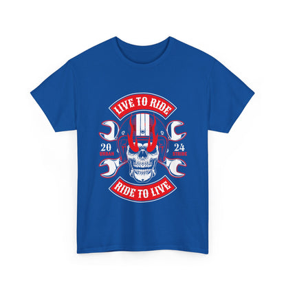 T-shirt con scritta "Live to ride ; Ride to live"