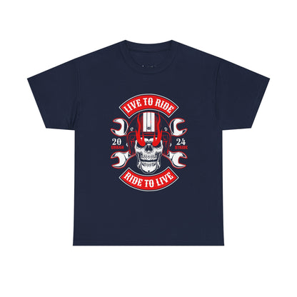 T-shirt con scritta "Live to ride ; Ride to live"